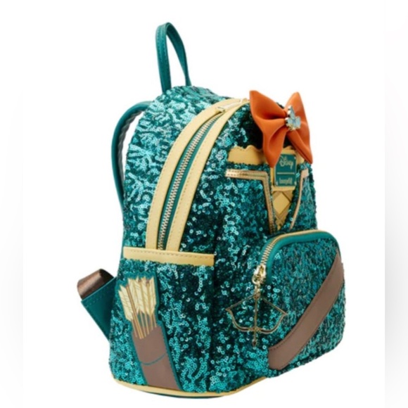 Loungefly Exclusive Princess Merida Sequin Mini Backpack and Wallet Set - Picture 7 of 11